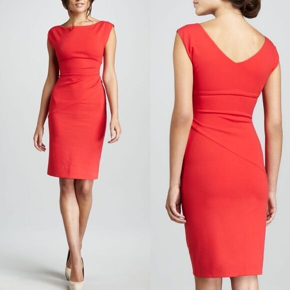 DIANE Von FURSTENBERG Sleeveless Jori V-Back Knee Length Sheath Dress Black 0 - Picture 3 of 7